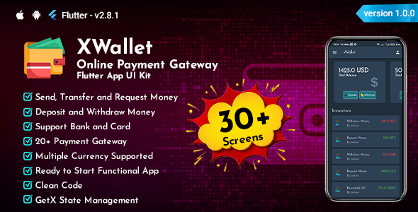 [Download] XWallet – Online Payment Gateway Flutter App UI Kit 