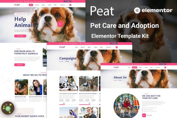 [Download] Peat – Pet Care & Adoption Elementor Template Kit 