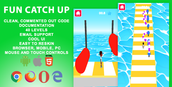 [Download] 3D Fun Catch Up. Mobile, Html5 Game .c3p (Construct 3) 