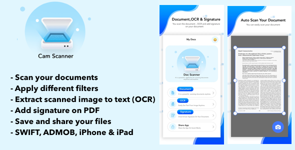 [Download] Doc Scanner – PDF Scanner Doc | SWIFT | ADMOB | READY TO SUBMIT 
