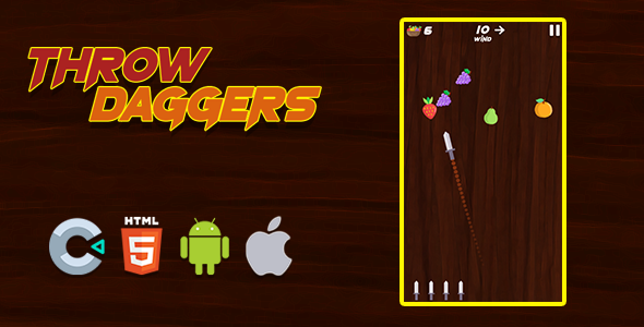 [Download] Throw Daggers – Construct 3, HTML5, Full Game, c3p 