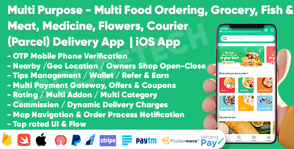 [Download] Multi Purpose – Food, Grocery, Fish-Meat, Pharmacy, Flower, Courier(Parcel) Delivery | iOS Apps 