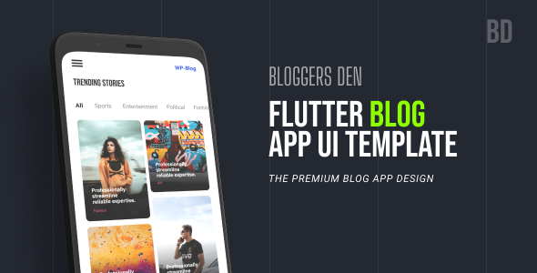 [Download] Blogging Android + iOS cross-platform frontend App template | Flutter 2 | Bloggers Den 