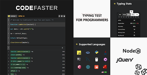 [Download] CodeFaster – Typing Test for Programmers | JavaScript Game 