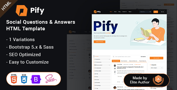 [Download] Pify – Social Questions & Answers HTML Template 