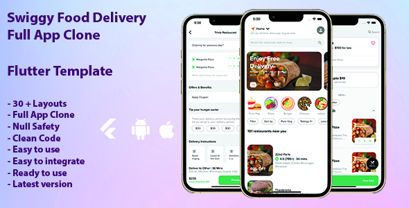 [Download] swiggy food delivery full app clone template flutter / flutter food delivery template 