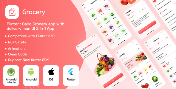 [Download] Cairo Grocery online shopping app with delivery man app 2 in 1 Template 
