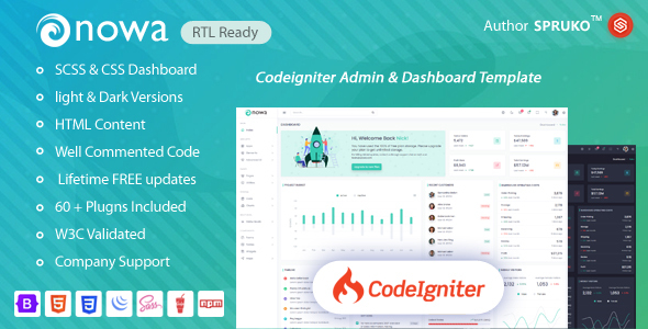 Nulled Nowa – CodeIgniter Admin & Dashboard HTML Template free download