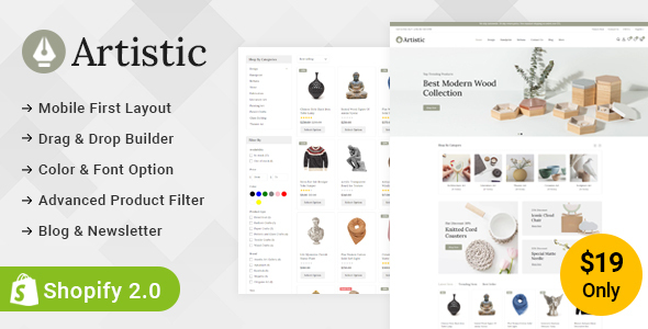 Nulled Artistic – Art & Craft Store Shopify Responsive Theme free download