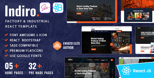 Nulled Indiro | Factory and Industry React Template free download