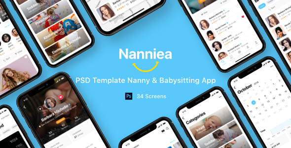 [Download] Nanniea – PSD Template Nanny & Babysitting App 