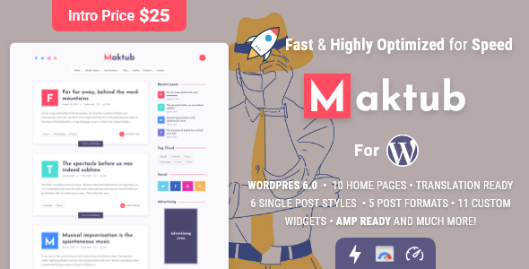 Nulled Maktub – Minimal & Lightweight Blog for WordPress free download