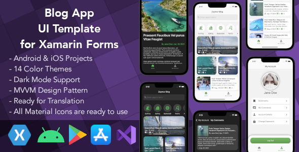 Nulled Blog App UI Template for Xamarin Forms free download