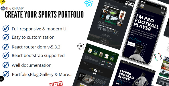 [Download] The Champ – A Sports Player Portfolio React JS Template 
