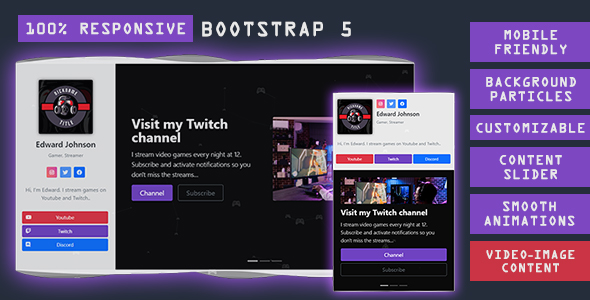 [Download] Responsive Streamer & Gamer Profile Page 