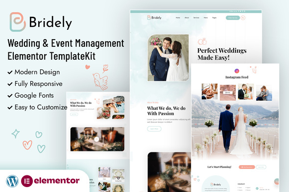 [Download] Bridely | Wedding & Event Management Elementor Template Kit 