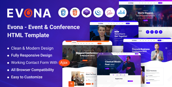 Nulled Evona – Event & Conference HTML Template free download