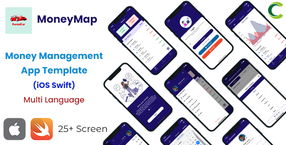 [Download] Money Management App Template in iOS Swift | Finance App Template | RentalCar 