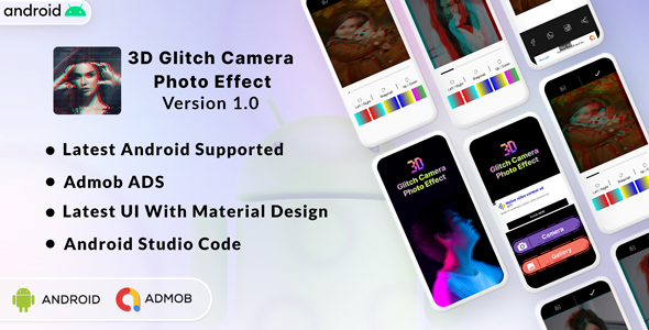 [Download] 3D Glitch Camera Photo Effect | iPhone 14 Camera Photo Effect | Admob Ads 