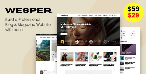 [Download] Wesper – WordPress Theme for Blogs & Magazines 