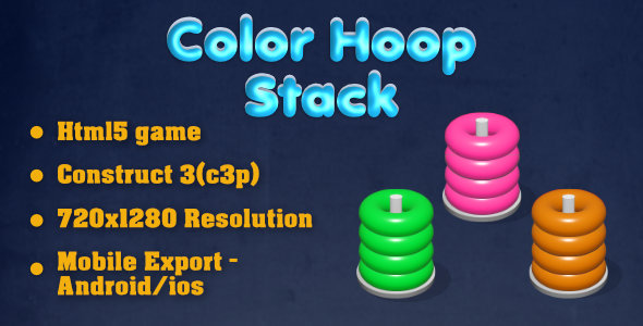 [Download] Color Hoop Stack (HTML5 Game + Construct 3) 