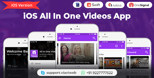 Nulled iOS All In One Videos App (DailyMotion,Vimeo,Youtube,Server Videos, Admob with GDPR) free download
