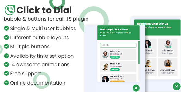 Nulled Click to dial –  bubble & buttons for call JavaScript plugin free download