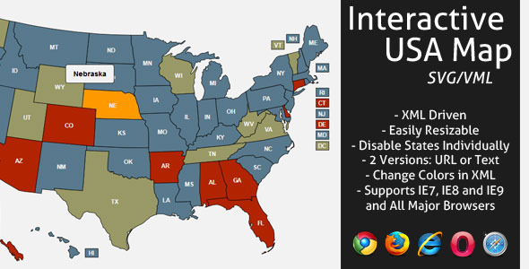 Download Interactive SVG USA Map Nulled 