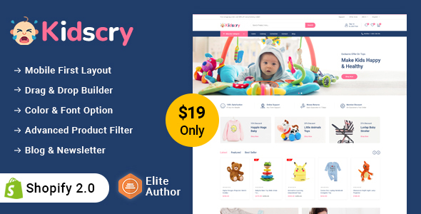 Nulled Kidscry – Kids Toy & Cloth Store Shopify 2.0 Responsive Theme free download