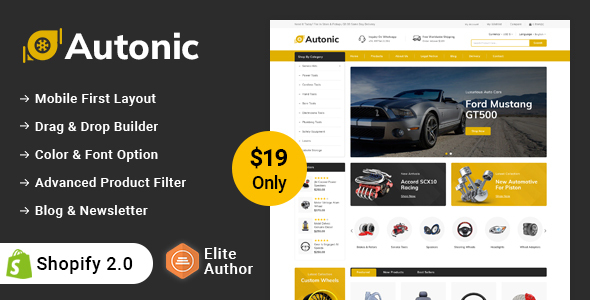 [Download] Autonic – Auto Parts Store Shopify 2.0 Responsive Theme 