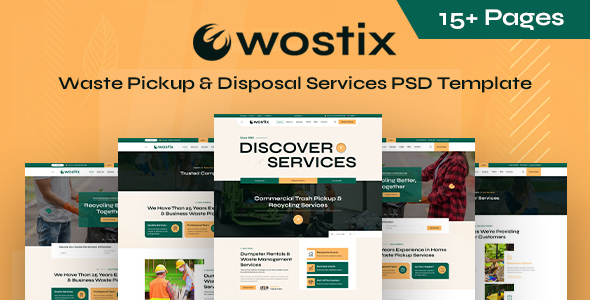 [Download] Wostix – Waste Pickup & Disposal Services PSD Template 