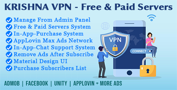 Nulled Krishna VPN Pro – Android VPN App With Admin Panel & In-App-Purchase free download