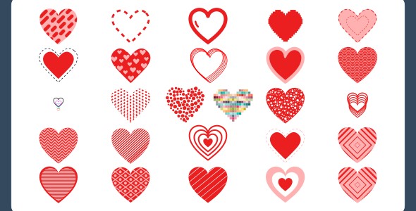 [Download] Valentine’s Heart Shaped Lottie JSON animated Icons – Animated Love Pack with After Effects 