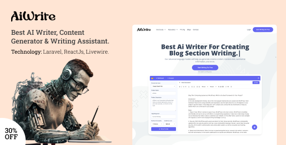 Nulled AiWrite – Best AI Writer, Content Generator & Writing Assistant Tools. free download