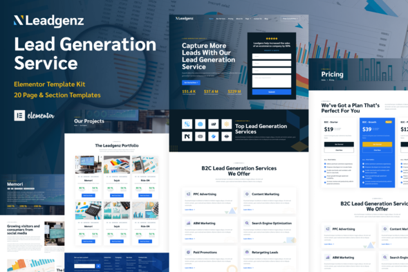 [Download] Leadgenz – Lead Generation & Sales Agency Elementor Template Kit 