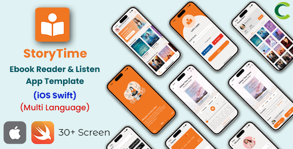 [Download] Ebooks Reader and Audiobooks Listen App template in iOS Swift | StoryTime | Multi Language 