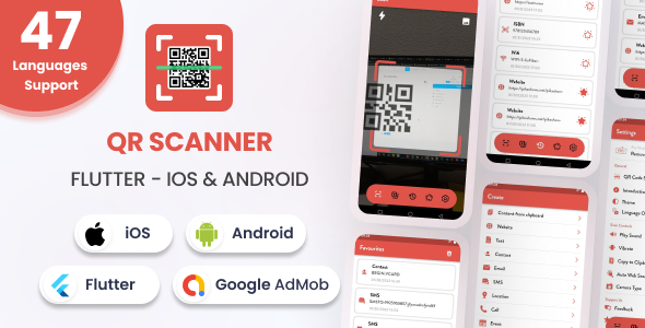 [Download] QR Code Scanner & Barcode Reader – Flutter Android & iOS Full App (47 Languages) 
