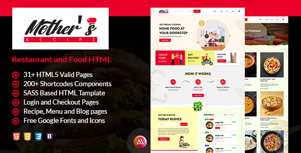 [Download] Mother’s Recipe – Restaurant and Food HTML Template 