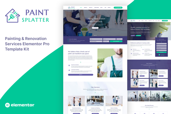 [Download] Paint Splatter – Painting & Renovation Services Elementor Pro Template Kit 