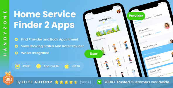 Nulled 4 App Template| Home Service Finder App| Home Service Provider App| Service Booking app| Handyzone free download
