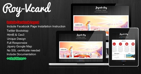 Download Roy – Responsive Vcard With Facebook Layout Nulled 