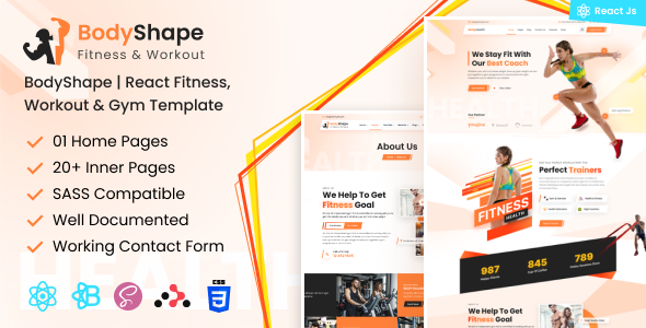Nulled BodyShape – React Fitness, Workout & Gym Template free download