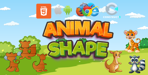[Download] Animal Shape – Game for Kids – Desktop/Mobile – Construct 3 