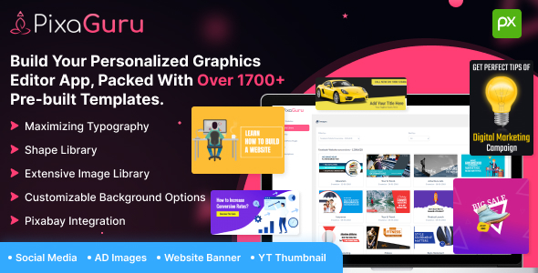 [Download] Pixaguru – Image or Graphics Creator tool  for Social Media, Advertisement, Presentation, Website 