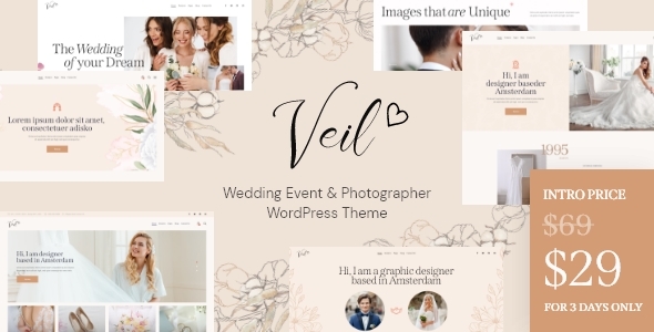 [Download] Veil – Wedding Event & Photographer WordPress Theme 