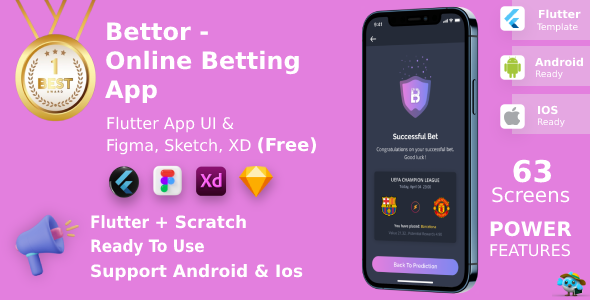 [Download] Bettor – Sports, E-sports & Casinos Game | Flutter | Figma + Sketch + XD FREE | Life Time Update 
