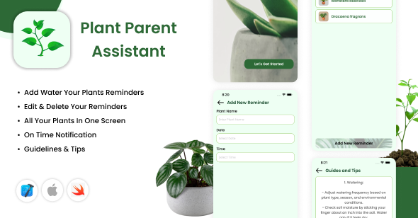 [Download] Plant Parent Assistant – iOS App – Water Reminder For Plants – Plants Care Guidance – Tips 