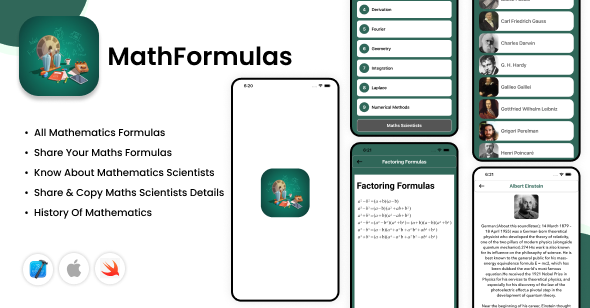 [Download] MathFormulas – iOS App – Mathematics Formulas – Maths Scientists – History Of Mathematics – Maths 