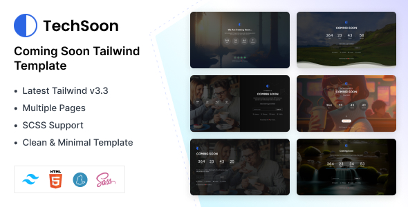 [Download] Techsoon – Tailwind Coming Soon HTML Template 