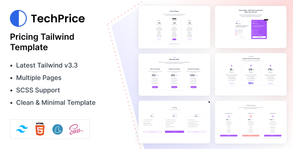 [Download] Techprice – Tailwind Pricing Table HTML Template 